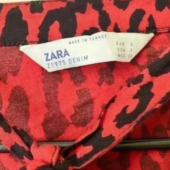 Zara Leopard Print Midi Dress Red and Black - Picture 9 of 13